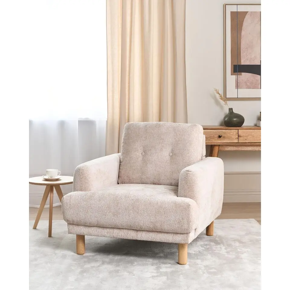 TUVE - Fauteuil - Beige - Boucl&eacute;