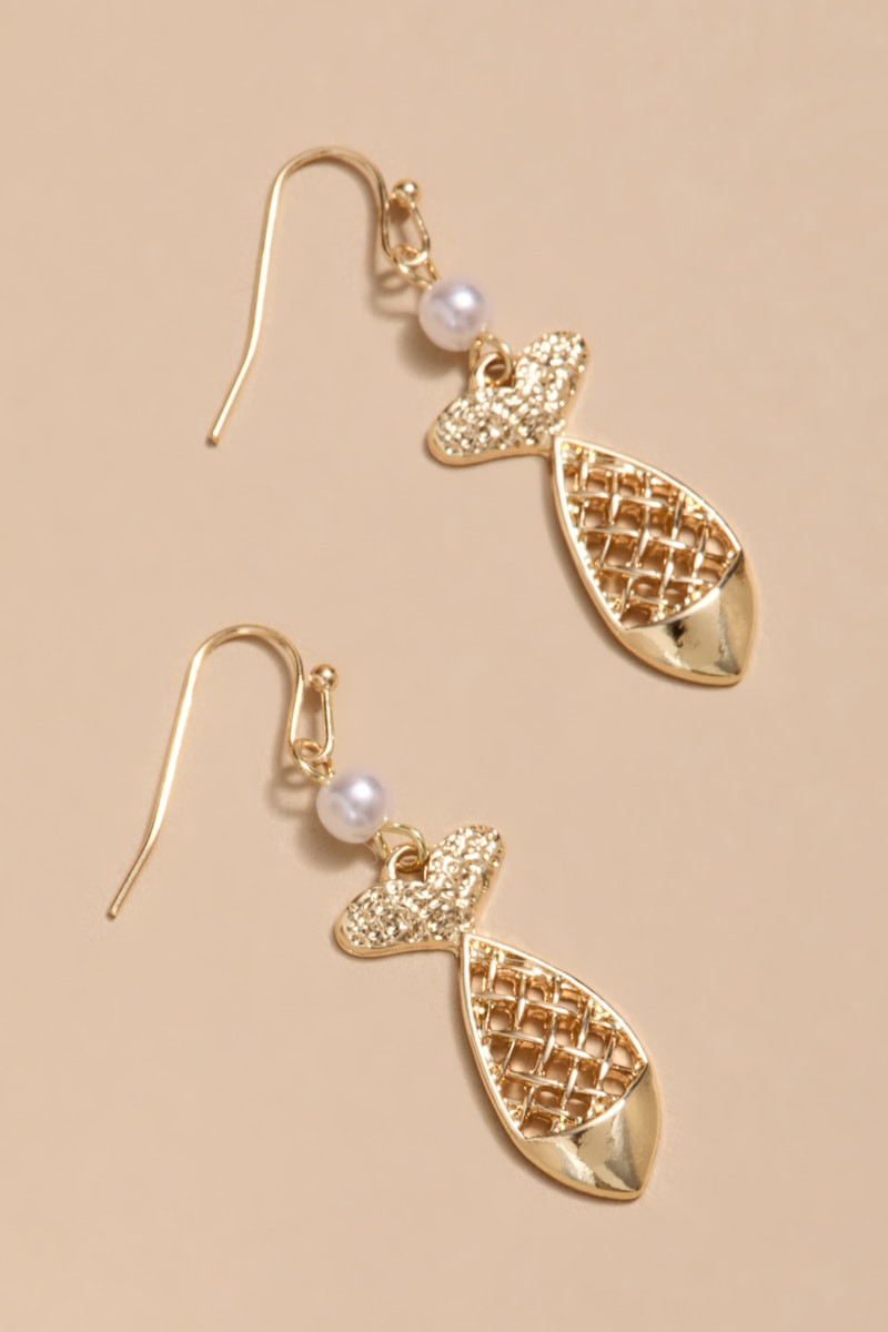 Vanessa Pearl Fish Drop Earrings