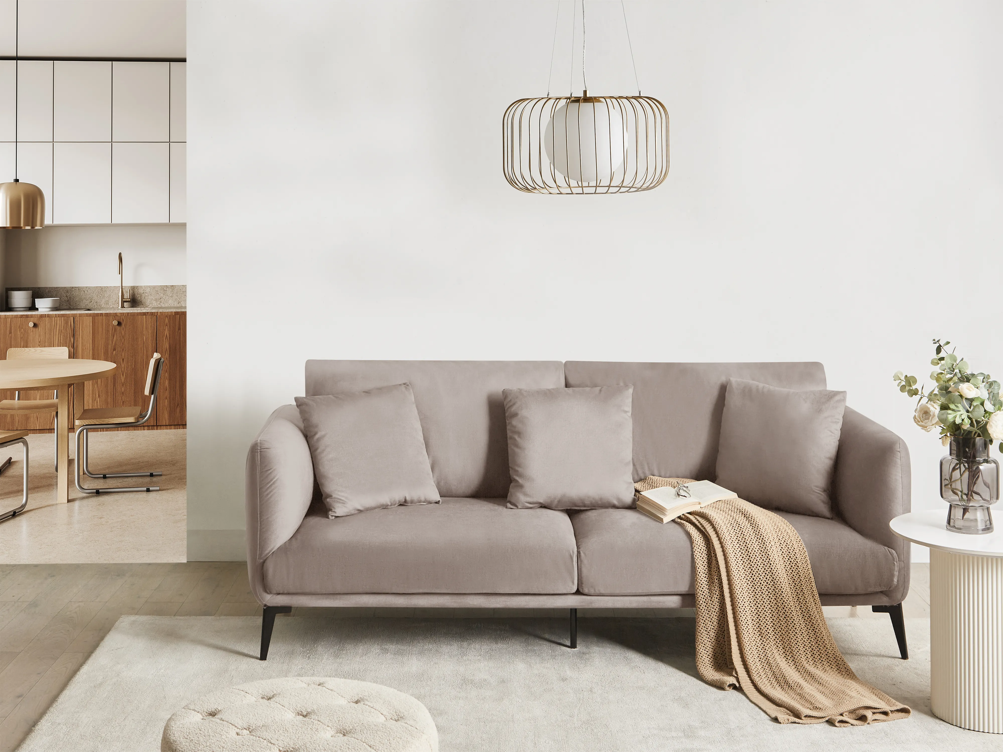 Sofa 3 Seater BODUM Velvet Beige