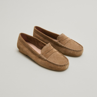 Mocassins à surpiq?resen croute beige | GREG