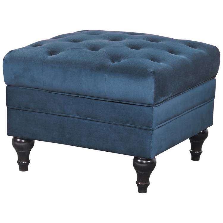 Habitat Chesterfield Velvet Storage Footstool - Blue