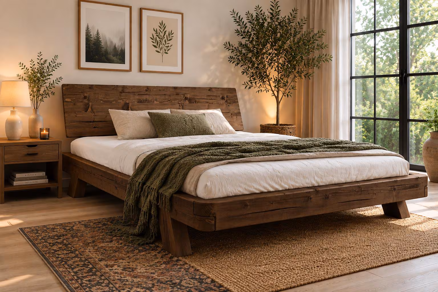 Thalia | Spruce Bedframe | Mid - Century Modern