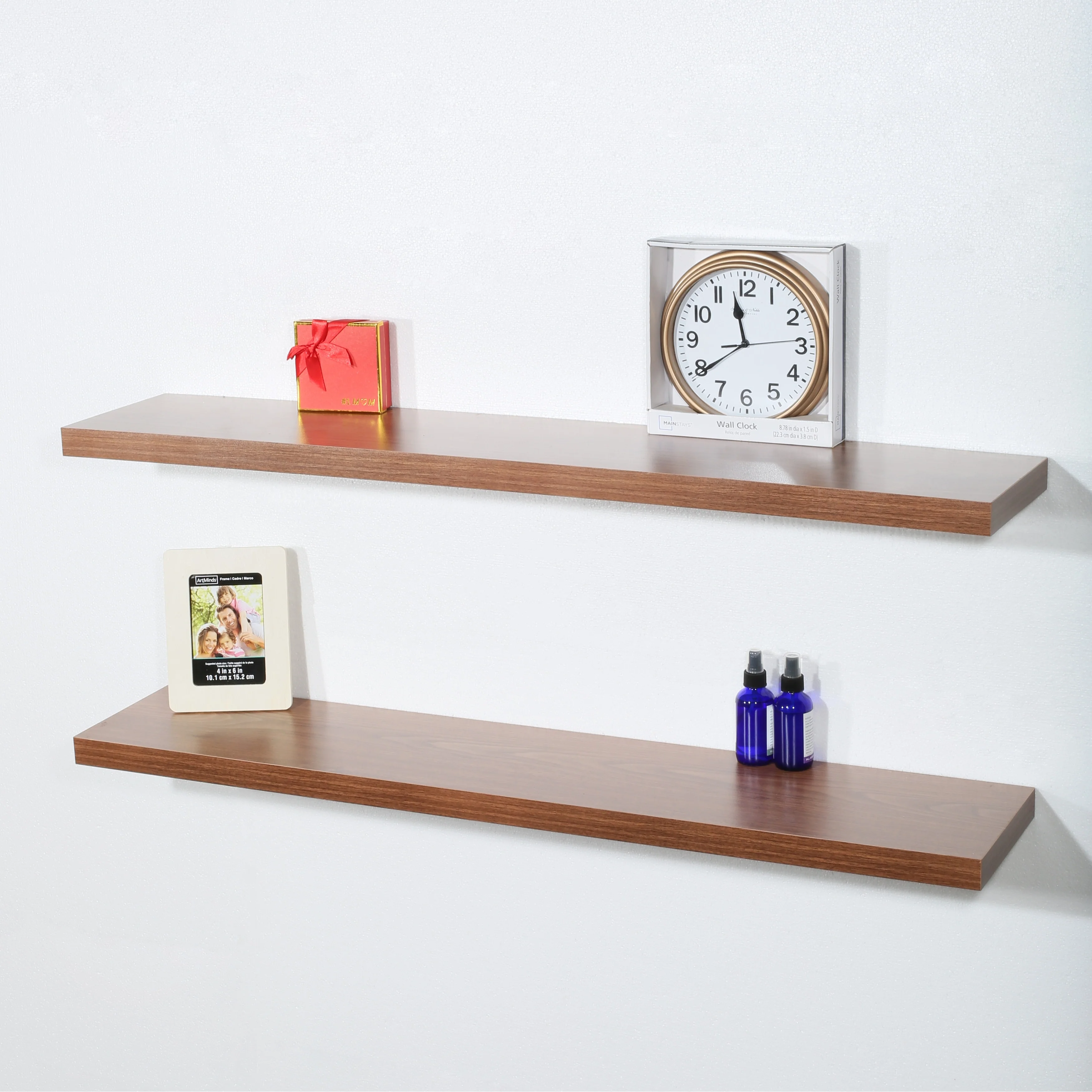 Set of 2 Modern and Contemporary JD Walnut Floating Shelf - 47.2*9.25*1.5 inches