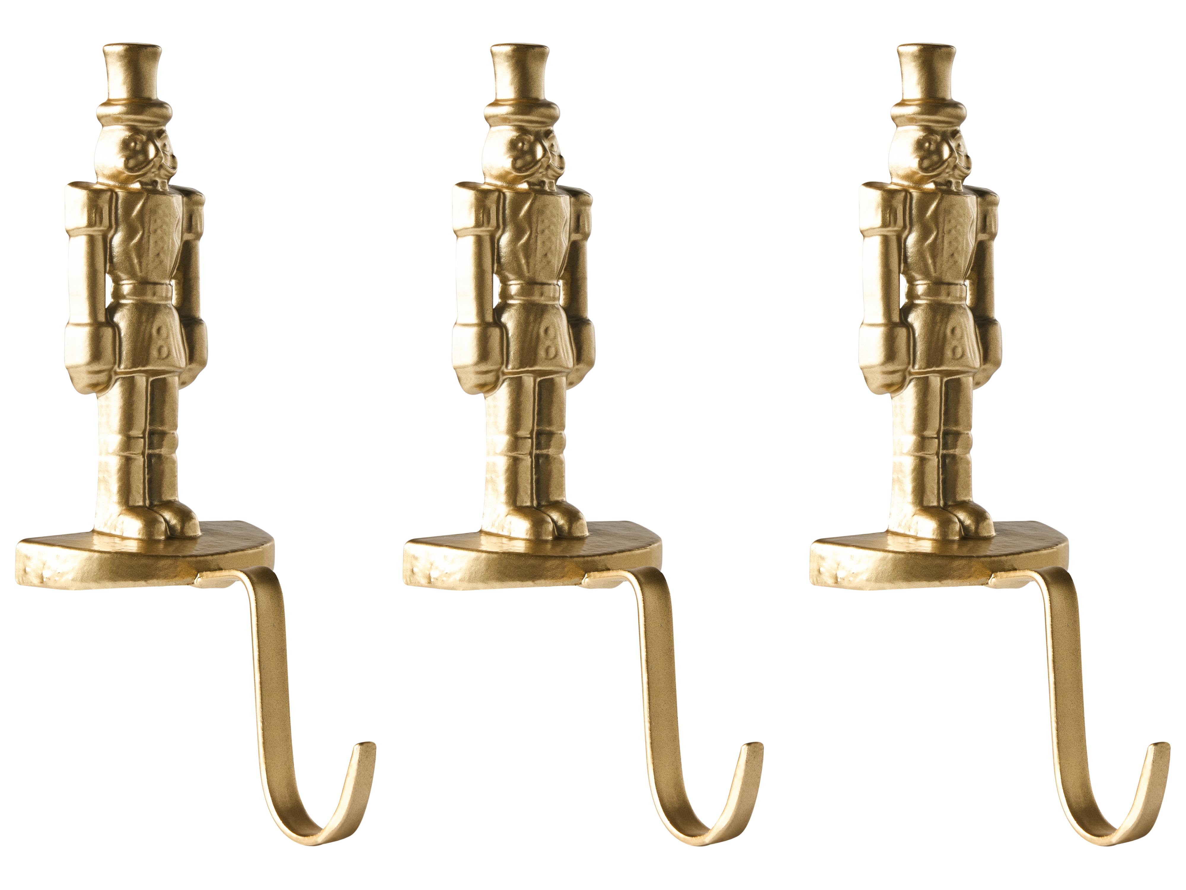 Set of 3 Christmas Stocking Holders KAJAANI Nutcracker 21 cm Gold