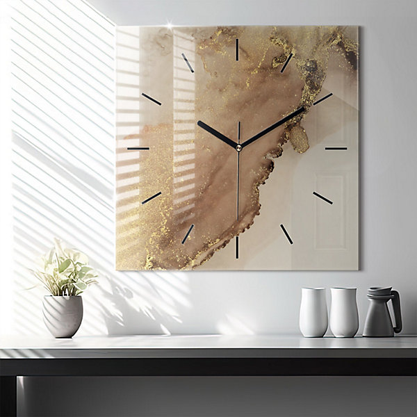 Horloge murale Wallfluent 60x60 cm Aiguilles noires Art moderne beige 1 pcs