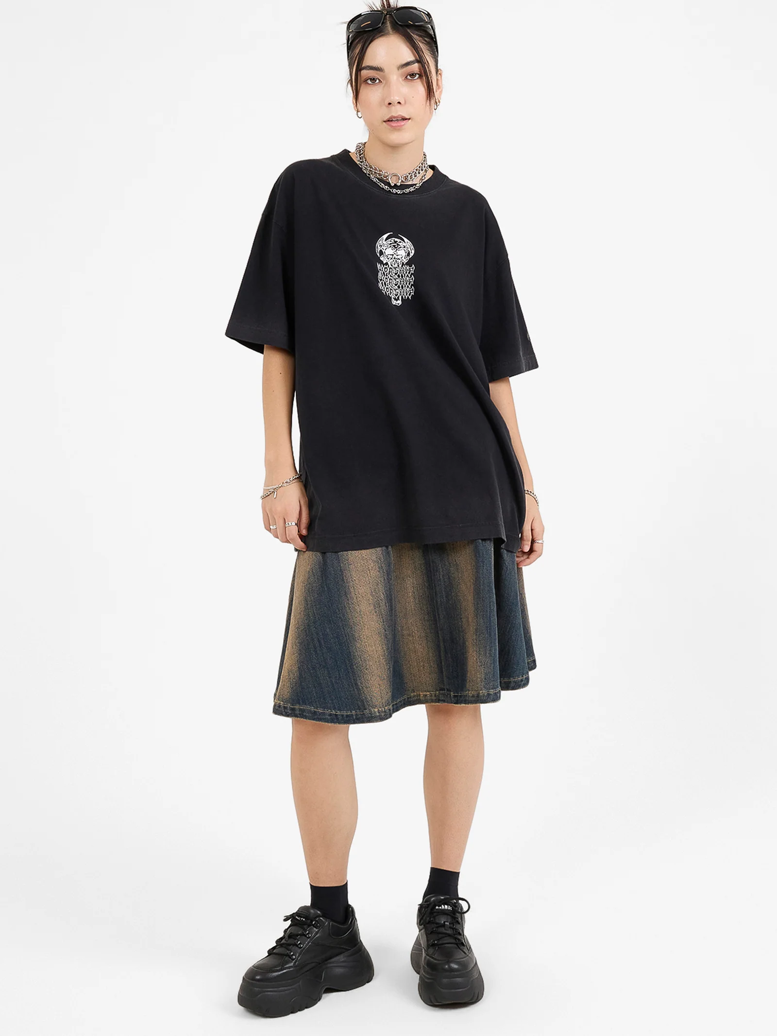 Tragic Pleated Denim Skirt