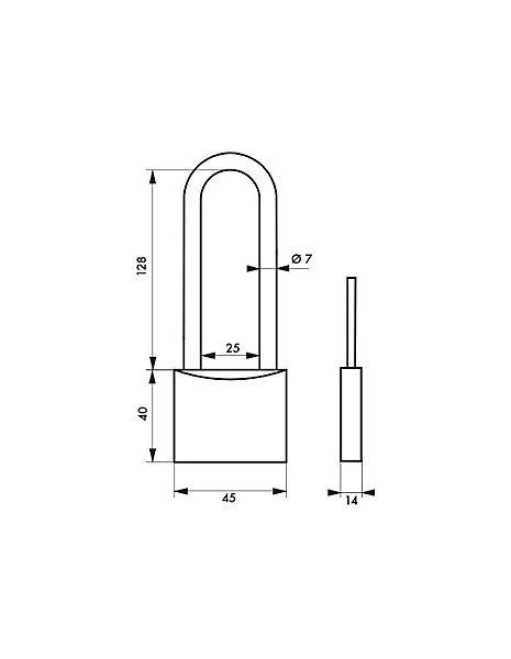 Cadenas à clé Mach 2, 45mm, anse haute, 2 clés - THIRARD