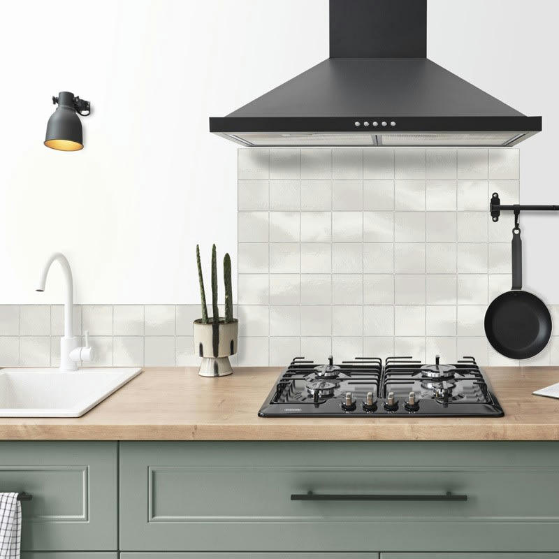 ZELLIGE BEIGE - Crédence cuisine Fond de hotte ALU L60xH70cm Beige Carreaux Vintage