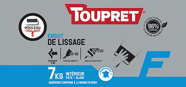 Enduit de lissage intérieur pâte 7 kg blanc Toupret