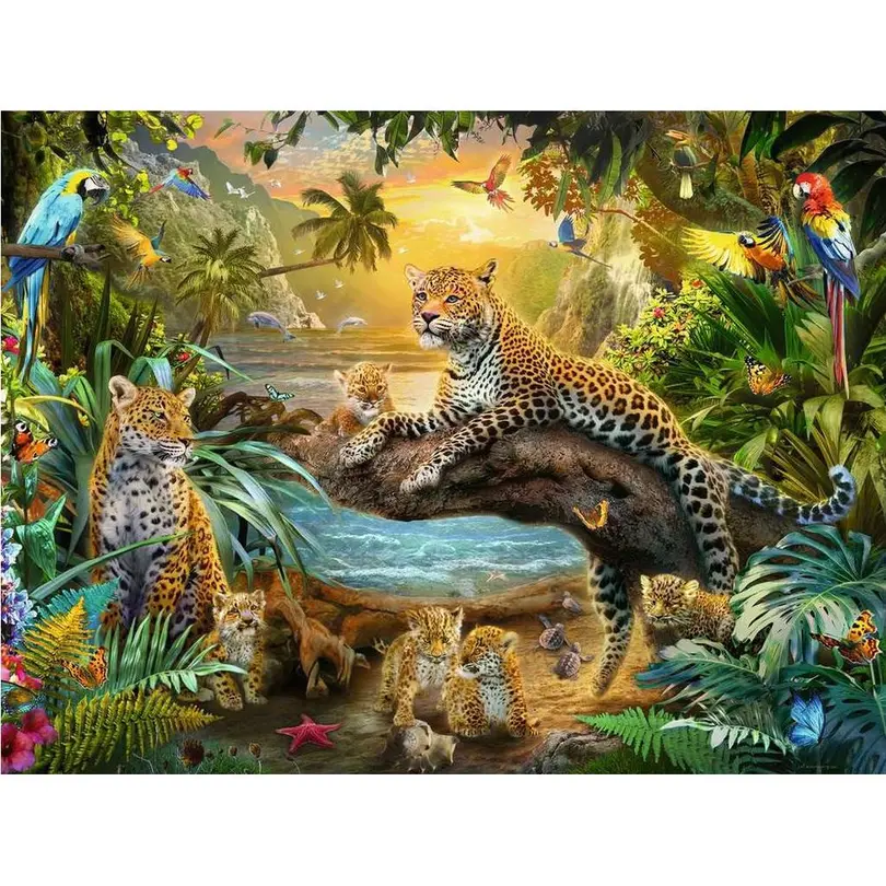 Puzzle Leopardenfamilie im Dschungel
