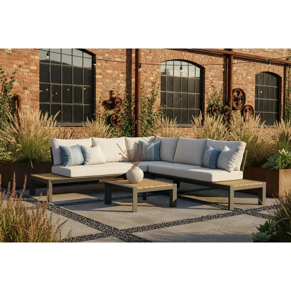 Loungeset 5 personen Aluminium Grijs Lifestyle Garden Furniture Navarra
