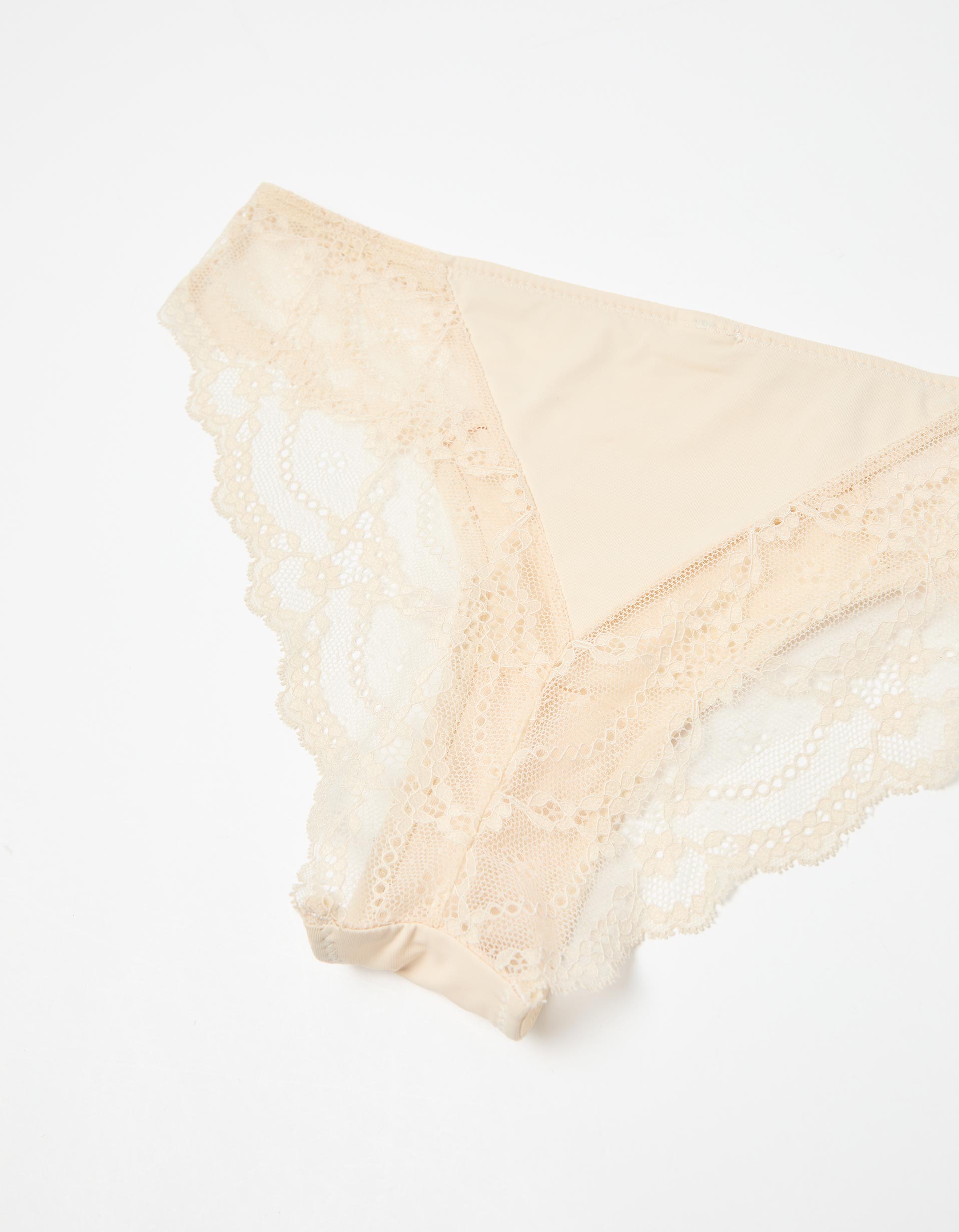 Cuecas Brief com Renda, Mulher, Bege Claro
