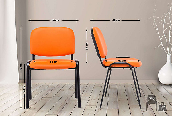 Chaise de conference clp en metal empilable non pliable interieur H. 83 cm orange