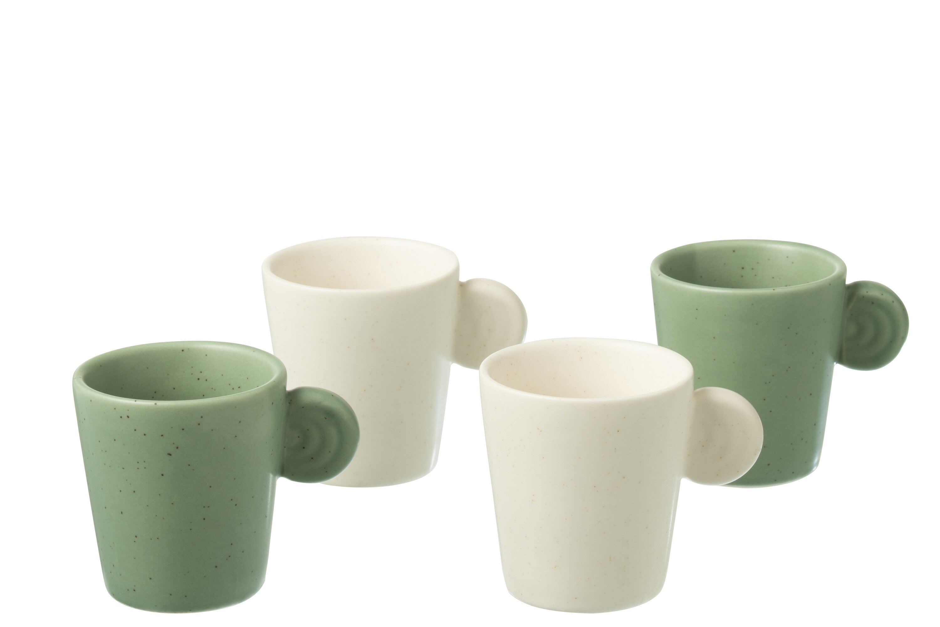 J-Line tas Met Oor   Bamboubasis - keramiek - wit/groen - doos van 4