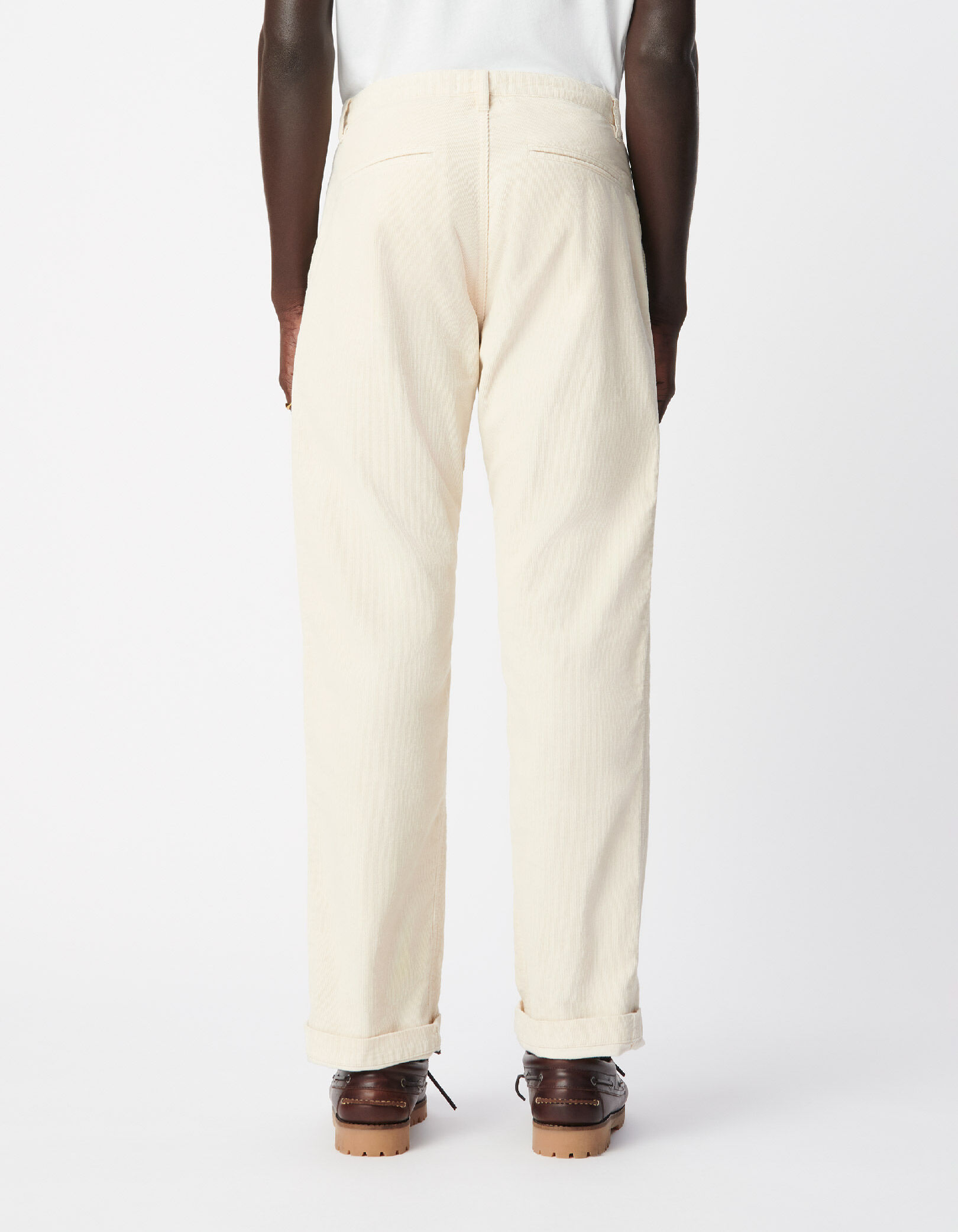 Pantalon chino droit écru velours milleraies Homme