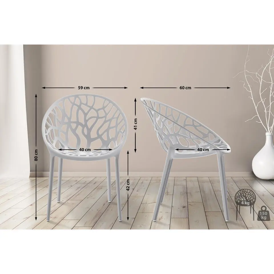 CLP Set van 2 Tuinstoel Hope Kunststof - licht grijs