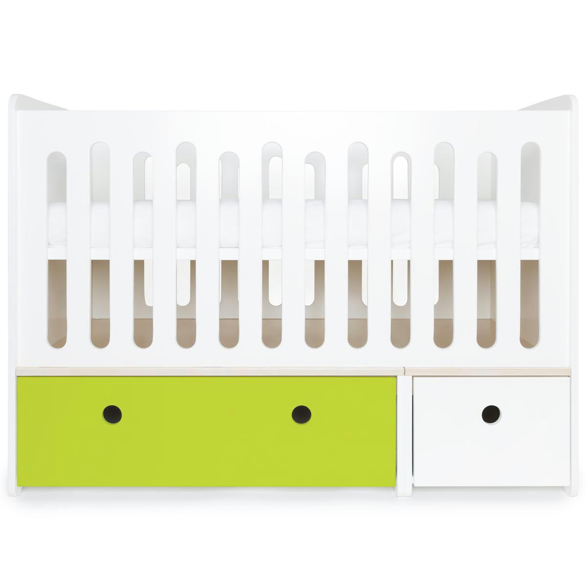 COLORFLEX - Lit bébé évolutif 70x140cm citron vert-blanc