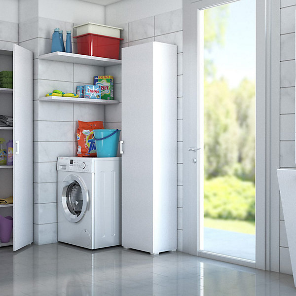 Meuble Colonne Polyvalent 45Cm Avec Porte Et Poignée Blanc