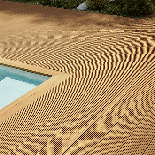 Lame de terrasse bois marron L.360 x l.19,4 cm Ep.3,4 cm Klikstrom Kemi
