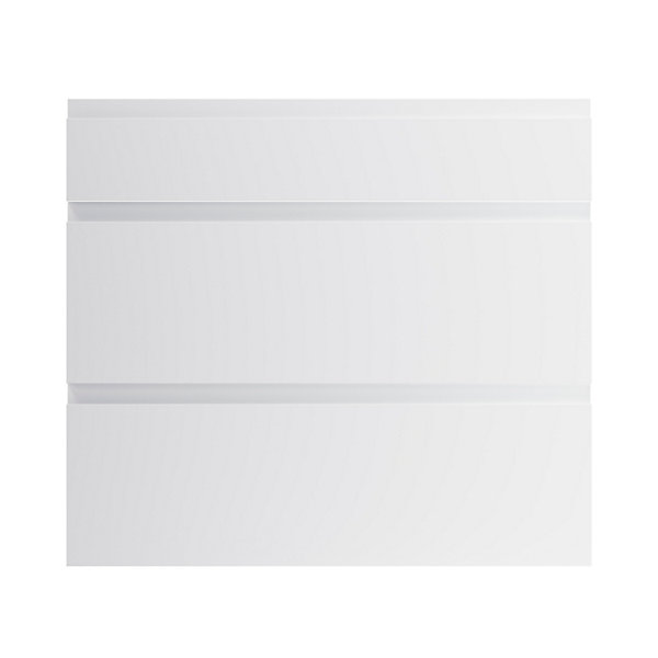 Façade de cuisine 1 tiroir et 2 casseroliers Garcinia gris clair brillant l. 80 cm x H. 72 cm GoodHome