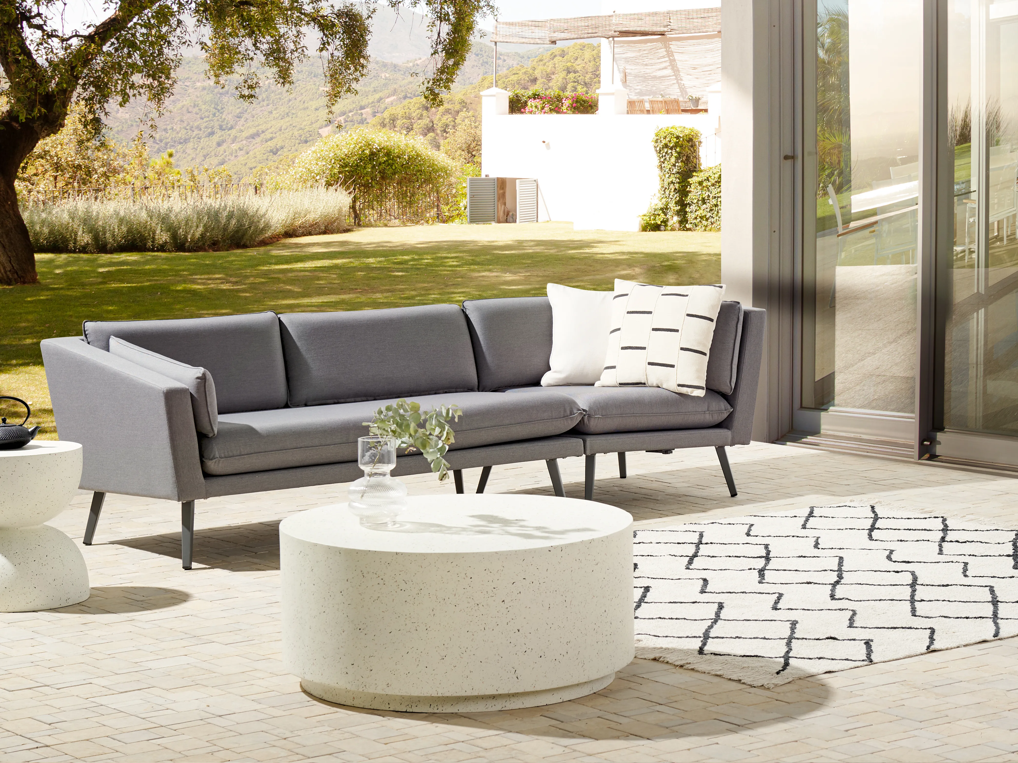 Garden Sofa 3 Seater LORETELLO Right Hand Grey