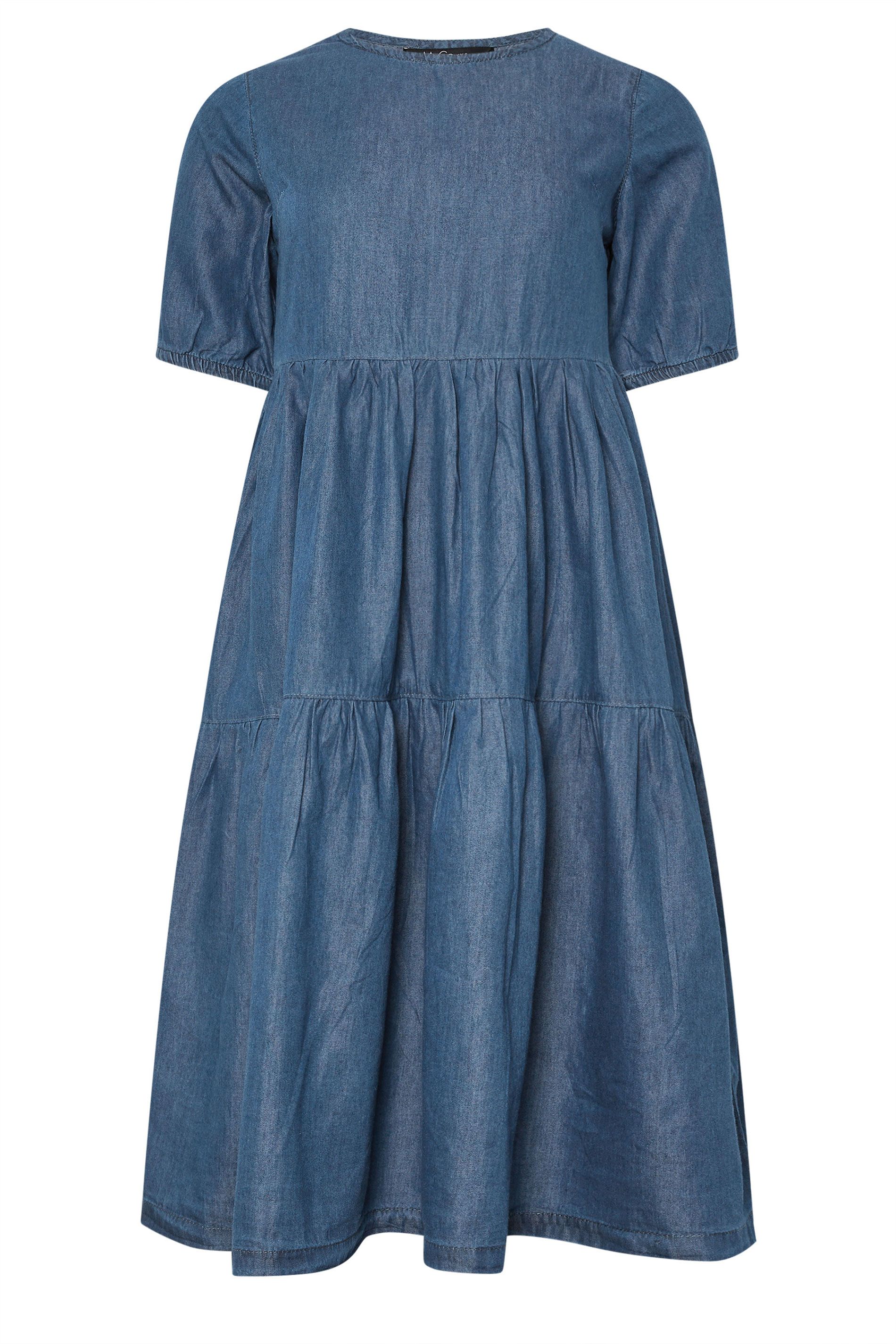 M&Co Petite Denim Tiered Dress