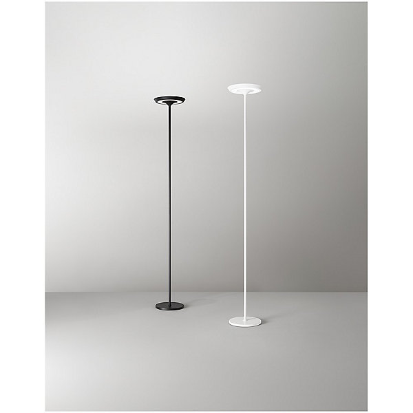 Balance - Lampadaire LED 25W en métal, 3000K, H. 180 cm, 2376 lm, interrupteur marche/arrêt et variateur au pied, blanc - Perenz