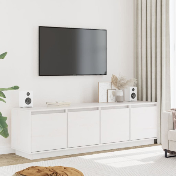 Szafka Pod Telewizor RTV Komoda Drewniana Biała 156x37x45 cm