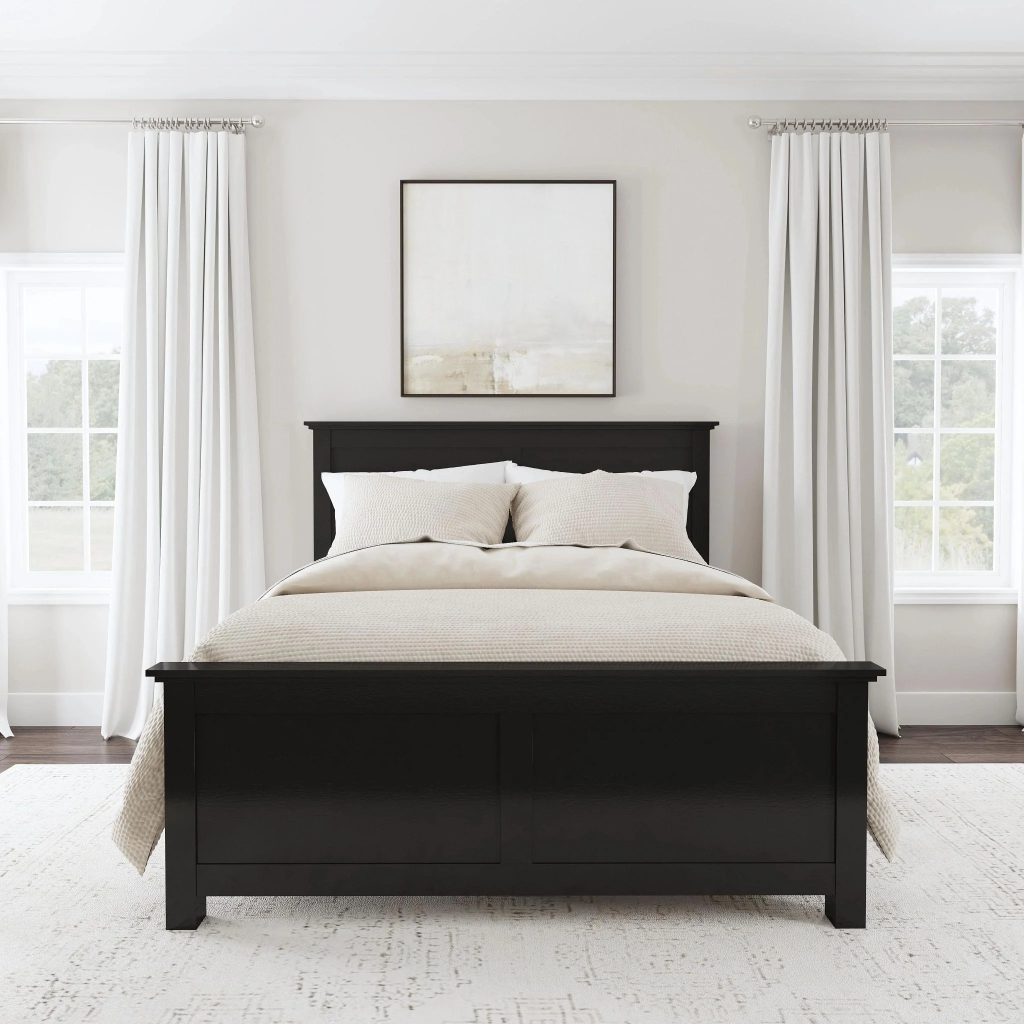 Homestyles Oak Park Black Wood Queen Bed