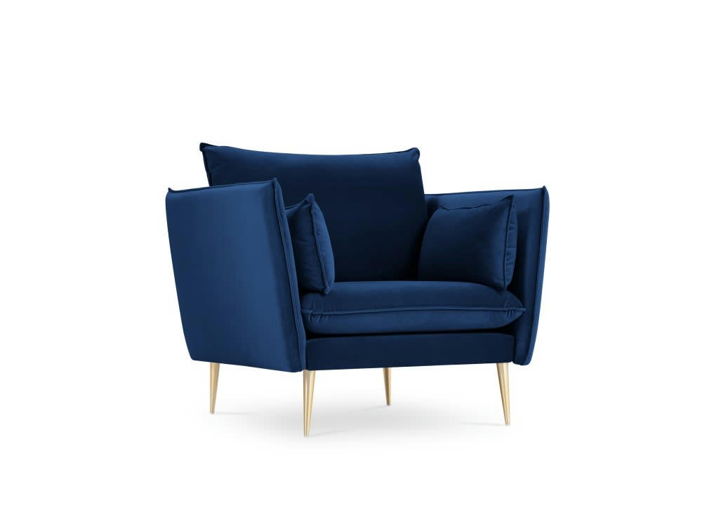 AGATE - Fauteuil en velours bleu roi