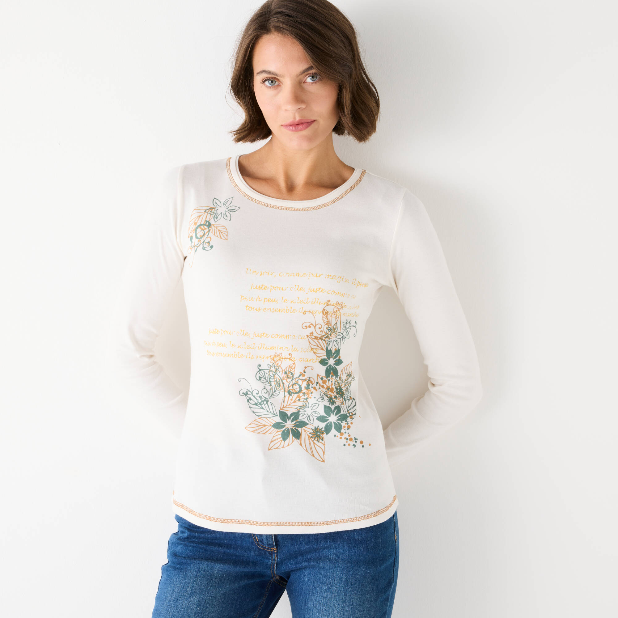 T shirt manches longues imprimé fleuri