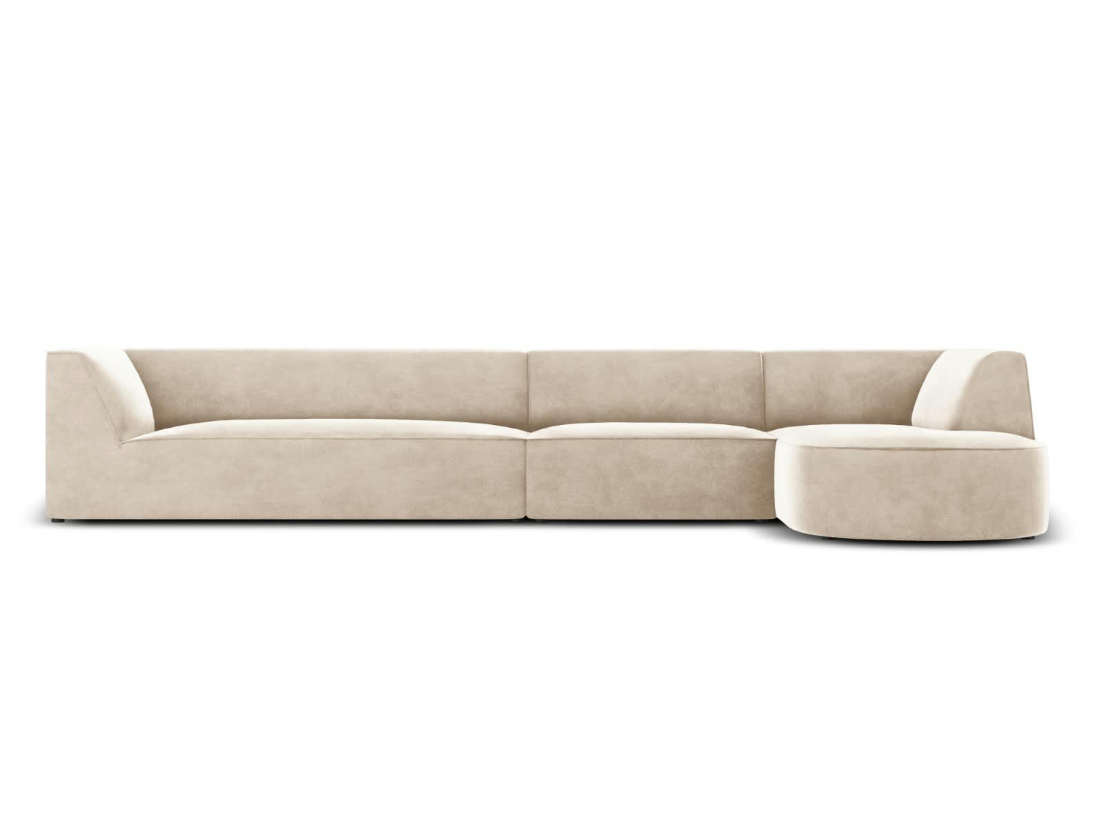 CHARLES - Canapé D'Angle Droit 5 places en Velours Beige Clair