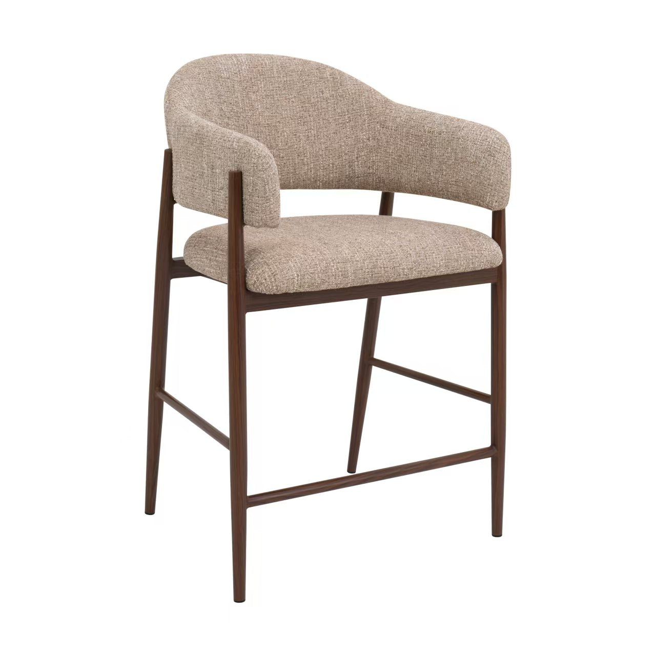 DÉJA Living Barkruk Dénia - Taupe/Walnoot - Zithoogte 75cm - Set van 2