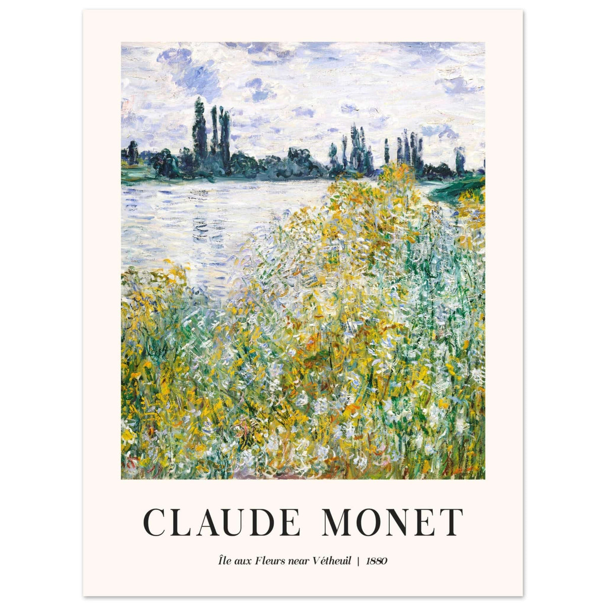 Artfulprints Poster Claude Monet - Île aux fleurs near Vétheuil  - 30x40 cm - Groen