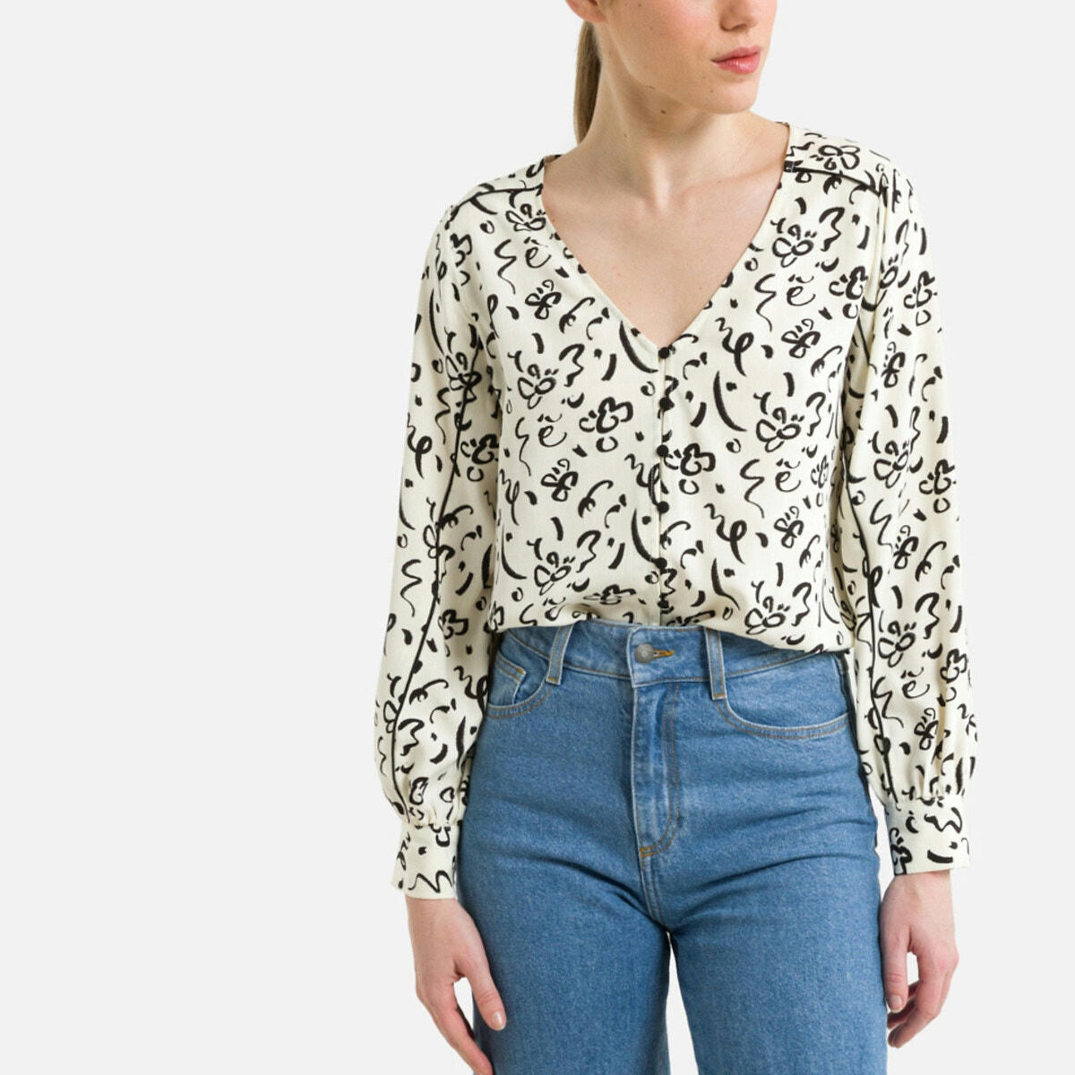 Blouse imprimée, col V