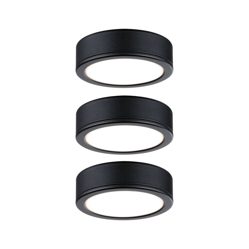 Spot pour meuble LED noir blanc chaud 300 lm 3 W 3 pièces PAULMANN