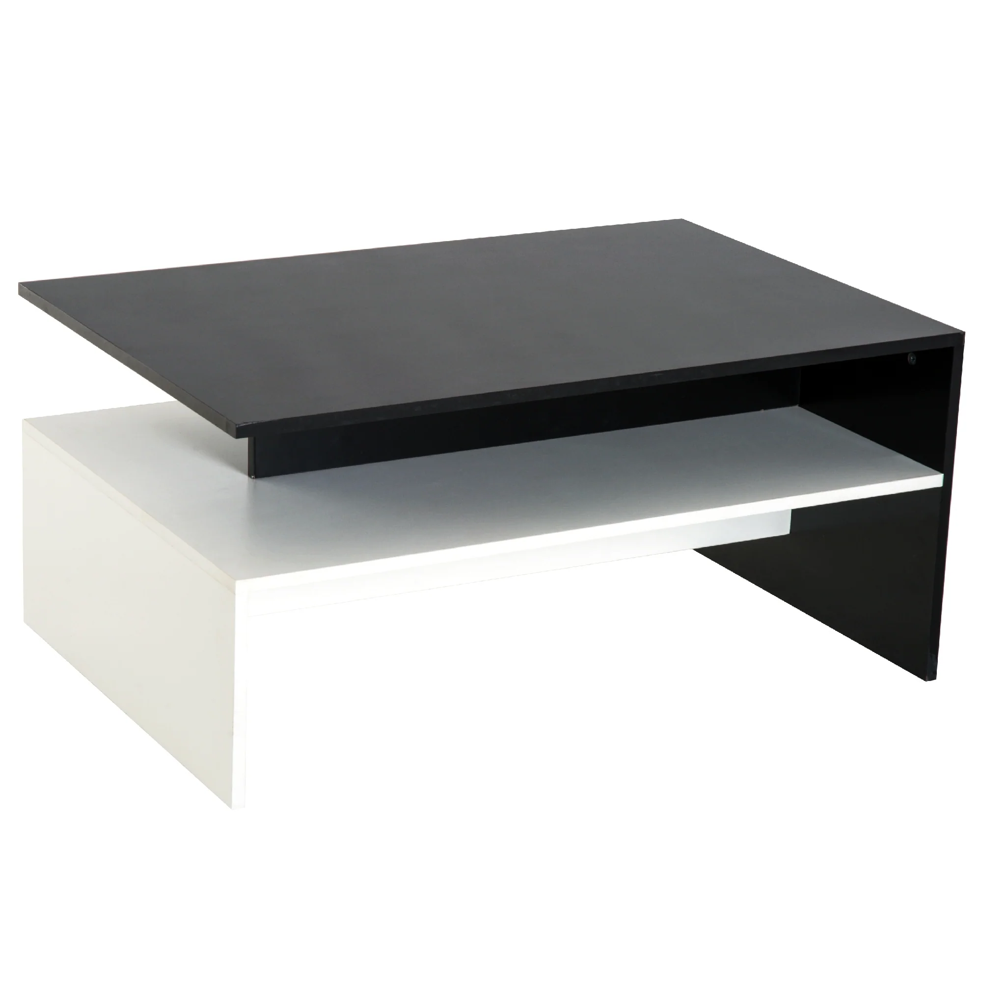 Modern Black/ White 2-tier Coffee Table