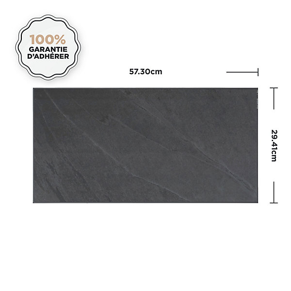 Crédence Adhésive Cuisine et Salle de Bain x2 - Carrelage Mural Smart Tiles, Gris et Noir - 57,3 x 29,41cm