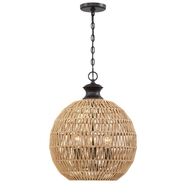 Lampa wisząca palladiański brązowo-beżowa CASABLANCA 3xE27x60W Quoizel