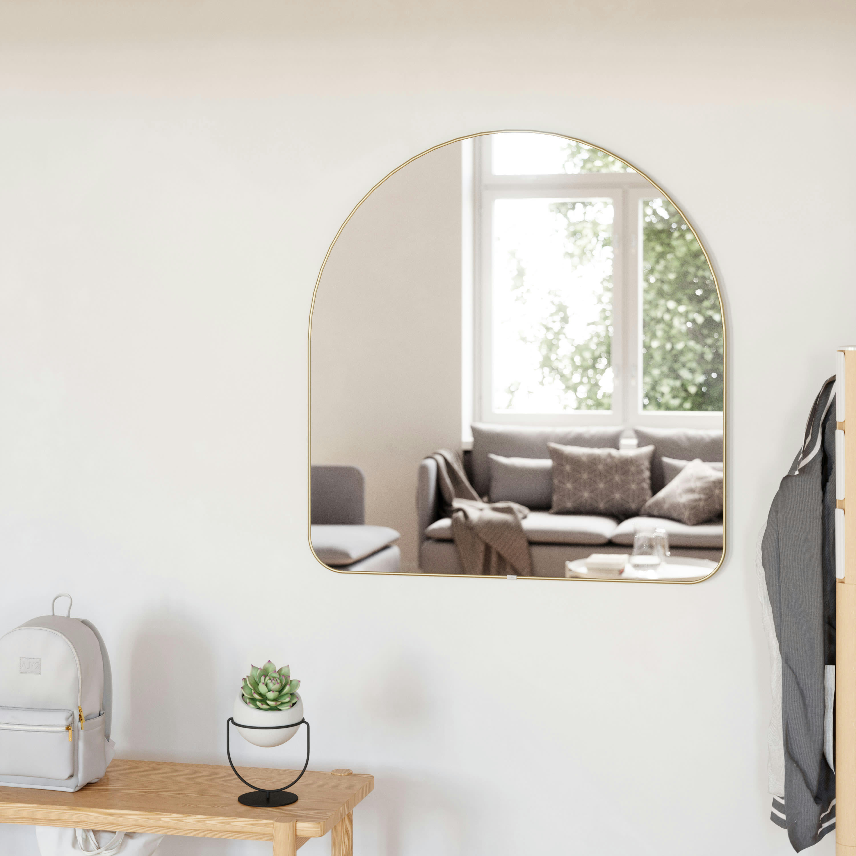 HUBBA ARCHED - Miroir mural cintré H 91cm laiton