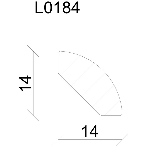 Vierteilrundstab, Uni, BxH: 14 x 14 mm
