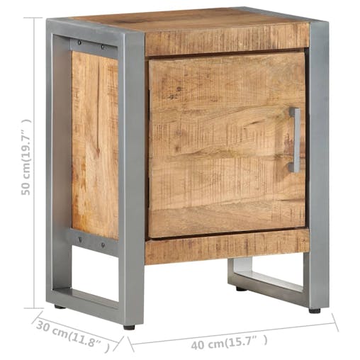 NNEVL Bedside Cabinet 40x30x50 cm Rough Mango Wood