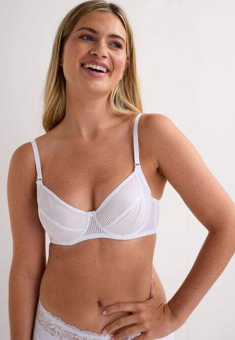 Womens White Stripe Non Padded Bra