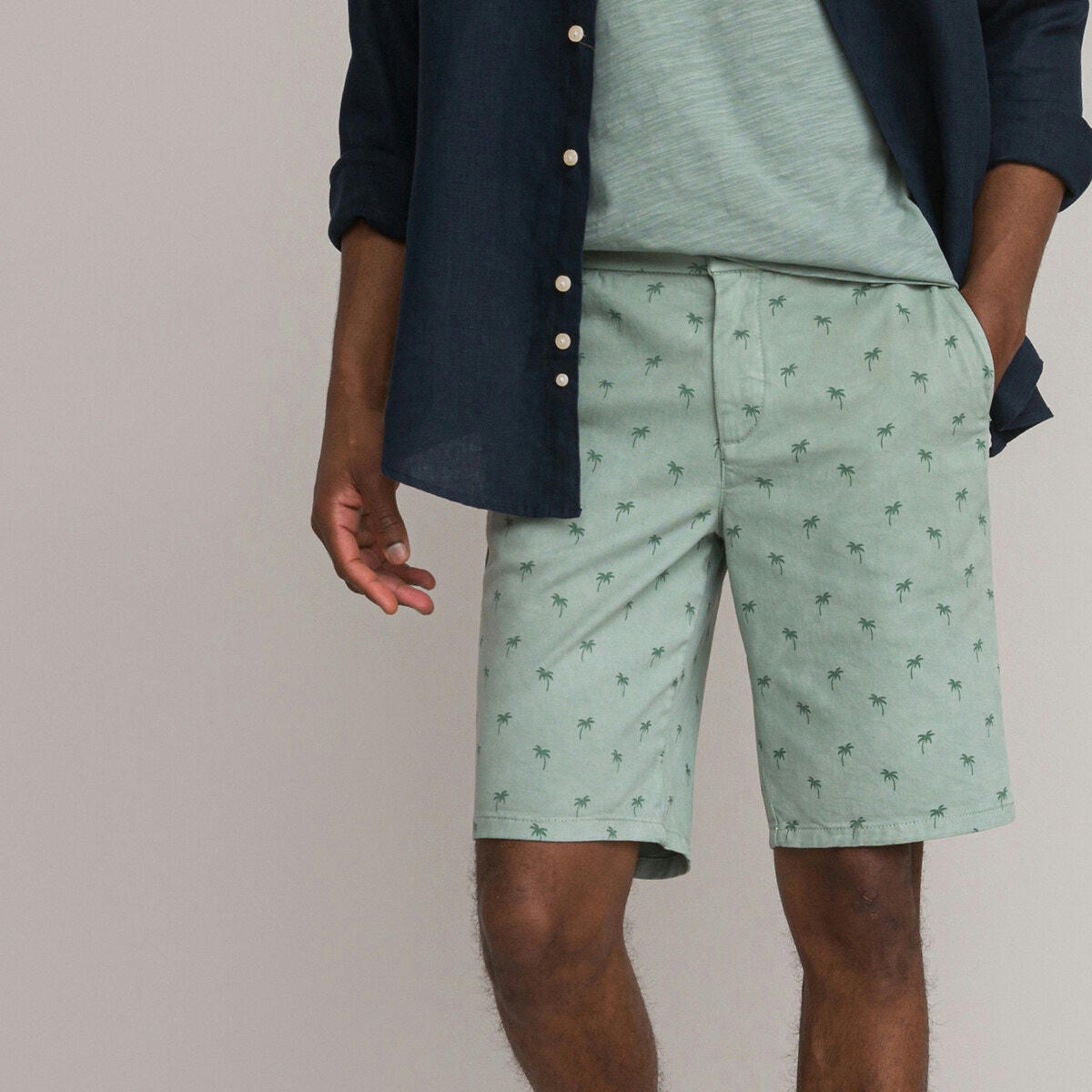 Bermuda chino imprimé palmiers