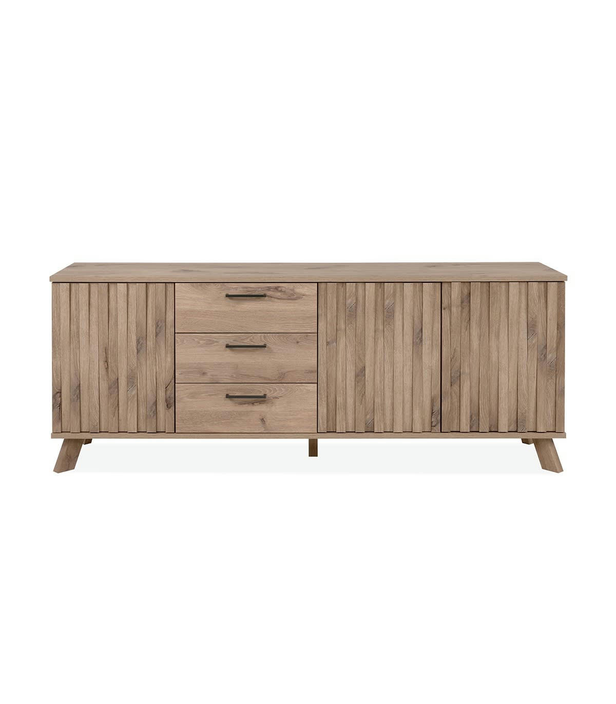 OPOLE - Buffet bas 3 portes et 3 tiroirs effet bois - L175 x H65 cm