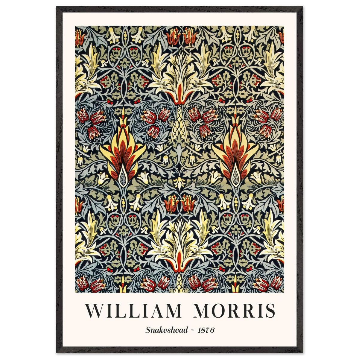 Artfulprints Poster met Lijst William Morris - Snakeshead 1876  - 50x70 cm - Blauw