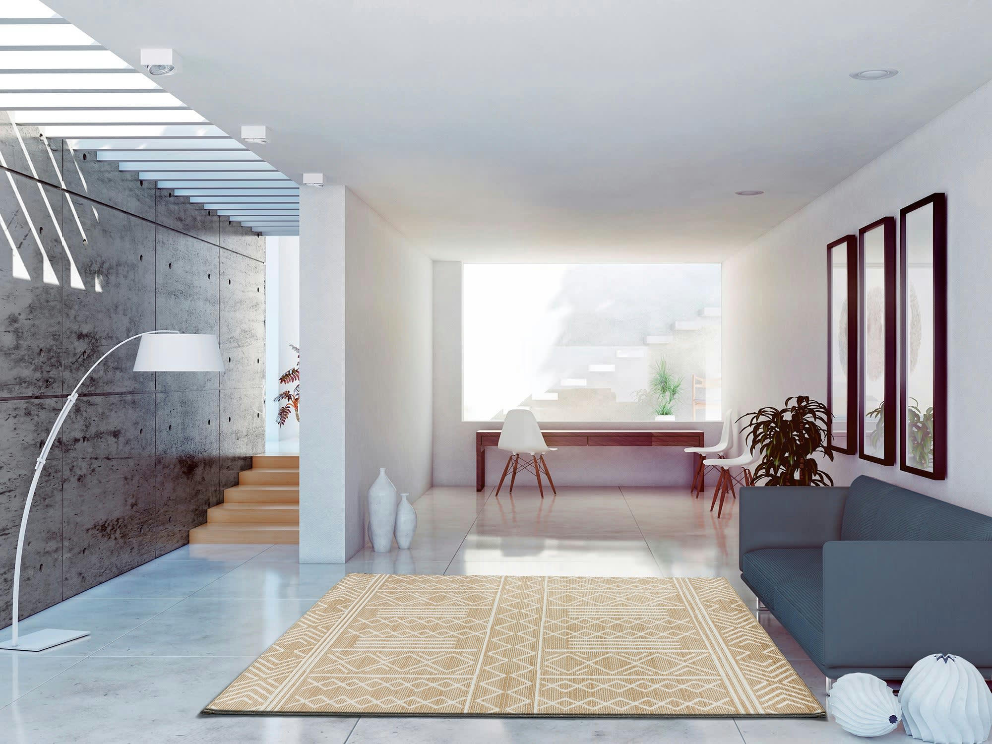 TIBET - Tapis éthnique beige, 160X230 cm