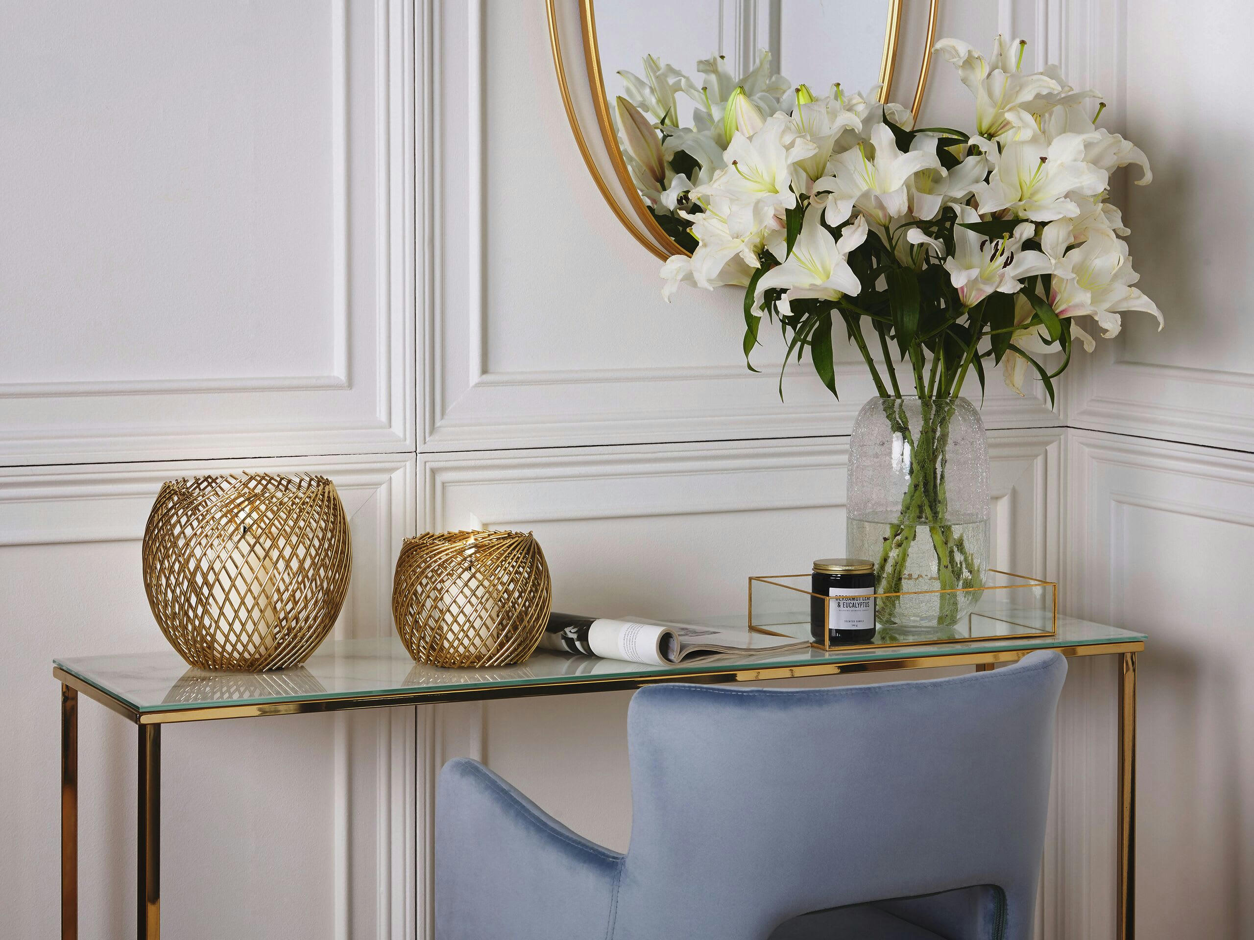 TANDUY - Lot de 2 bougeoirs dorés 18 22 cm