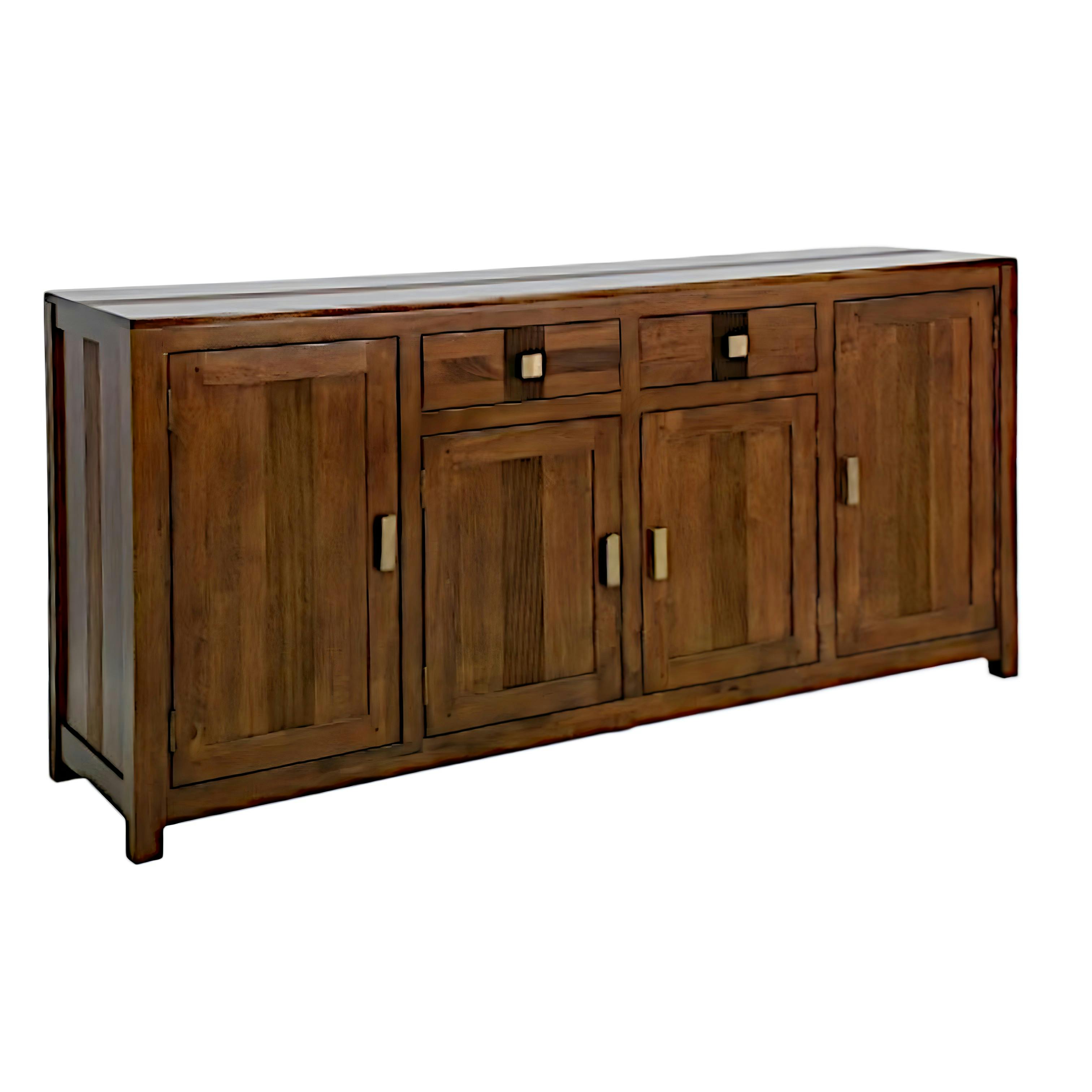 Buffet Enfilade Hévéa 4 portes, 2 tiroirs, 180x45x85cm GALA