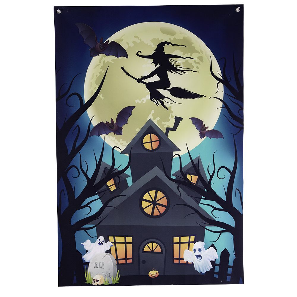 Rideau de fenêtre Halloween maison hantée 80xH120cm